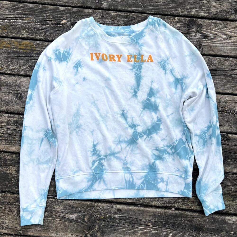 Ivory‎ Ella Tie Dye Sweatshirt Crewneck Pullover Blue White Orange Size Large